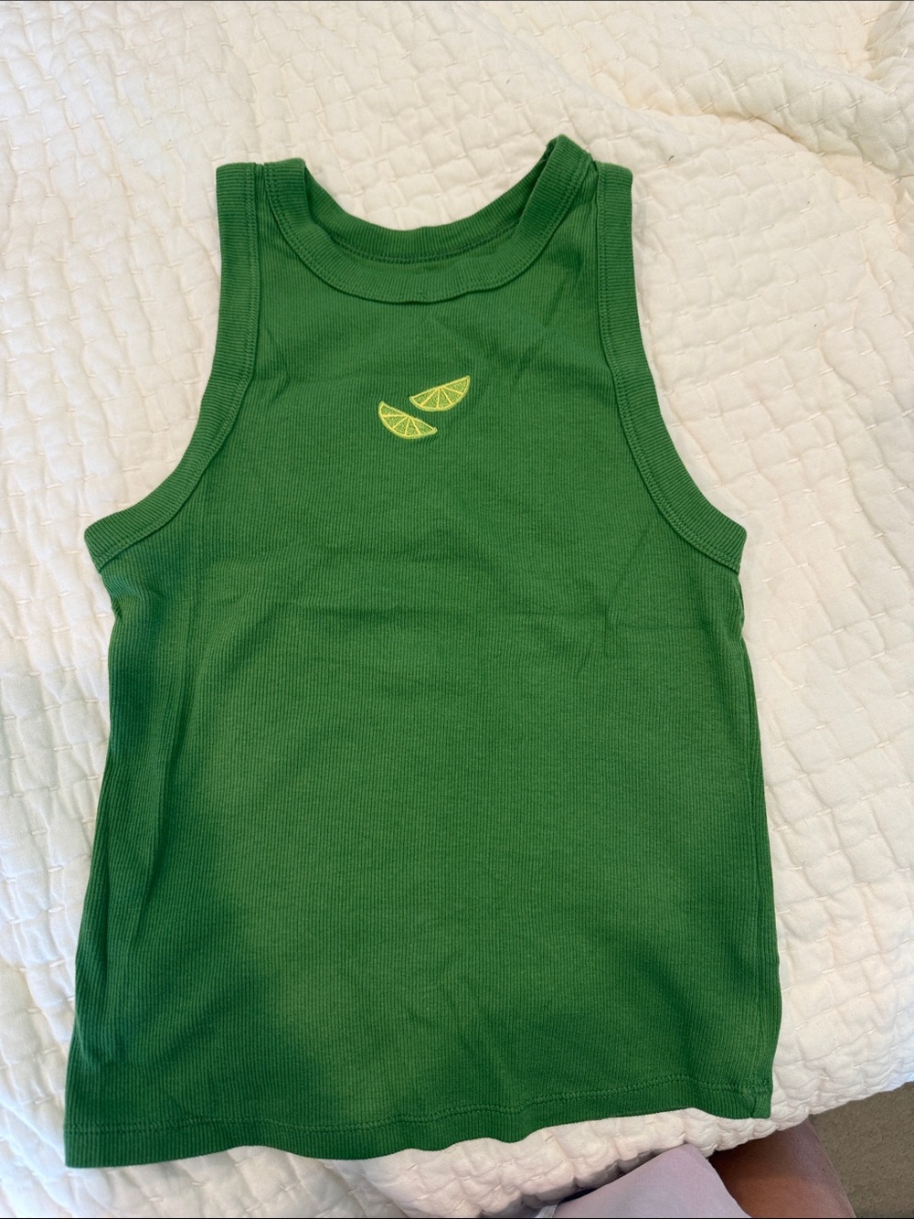 a new day Green Ribbed Tank
